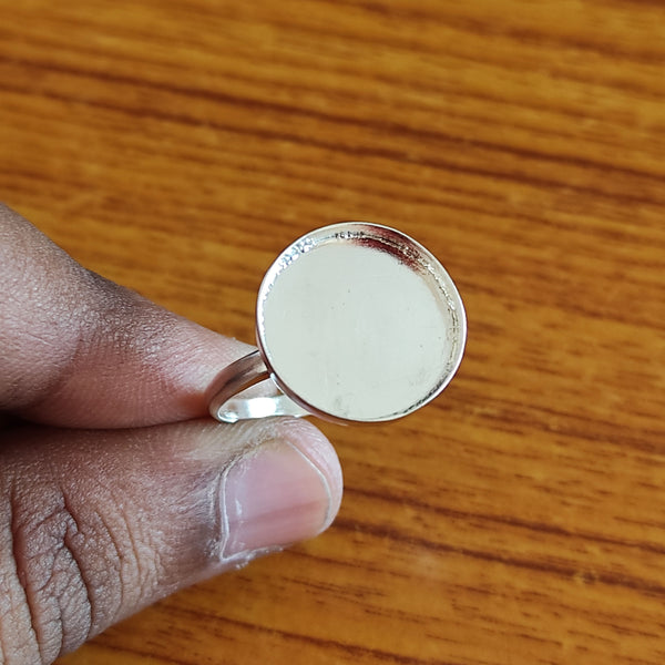 925 Sterling Silver Collet Round Ring, Plain Bezel Cup Round Close Blank Ring, Setting For Making Ring 10 MM To 14 MM, DIY Jewelry Supplies