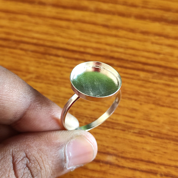 925 Sterling Silver Collet Round Ring, Plain Bezel Cup Round Close Blank Ring, Setting For Making Ring 10 MM To 14 MM, DIY Jewelry Supplies