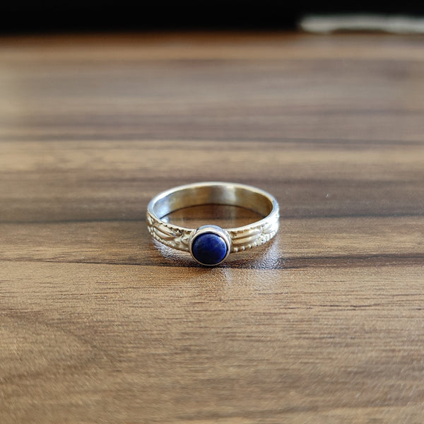 Fabulous Lapis Design 5 MM Round Minimalist Statement Silver Ring, Beautiful 925 Sterling Silver Ring, Gift For Her, Silver Band Ring