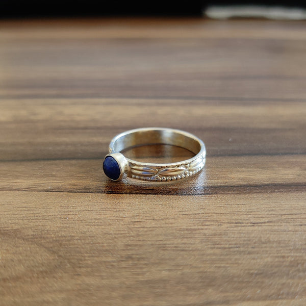 Fabulous Lapis Design 5 MM Round Minimalist Statement Silver Ring, Beautiful 925 Sterling Silver Ring, Gift For Her, Silver Band Ring