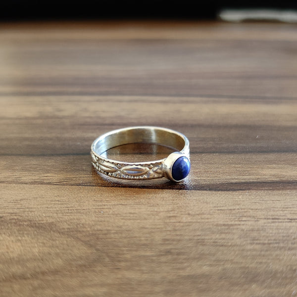 Fabulous Lapis Design 5 MM Round Minimalist Statement Silver Ring, Beautiful 925 Sterling Silver Ring, Gift For Her, Silver Band Ring
