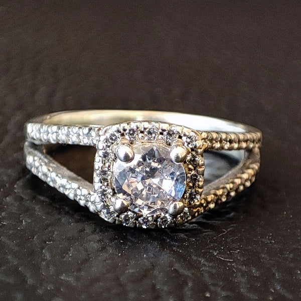 Awesome Design 5x5 Round Collet CZ Around Silver Ring, 925 Sterling Silver Ring, Good For Resin, And Ashes Work, Gift For Her, CZ Jewelry