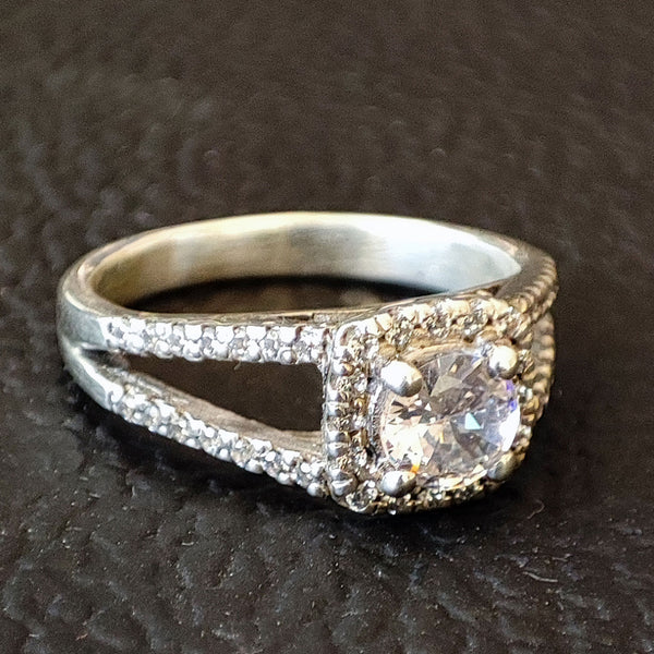 Awesome Design 5x5 Round Collet CZ Around Silver Ring, 925 Sterling Silver Ring, Good For Resin, And Ashes Work, Gift For Her, CZ Jewelry