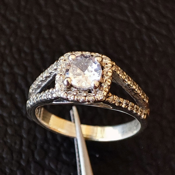 Awesome Design 5x5 Round Collet CZ Around Silver Ring, 925 Sterling Silver Ring, Good For Resin, And Ashes Work, Gift For Her, CZ Jewelry