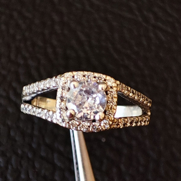 Awesome Design 5x5 Round Collet CZ Around Silver Ring, 925 Sterling Silver Ring, Good For Resin, And Ashes Work, Gift For Her, CZ Jewelry