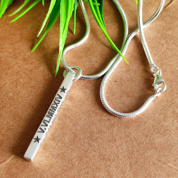 925 Sterling Silver Bar Necklace | Personalized 3D Engraved Bar Necklace | Customized Unisex Jewelry | Long Pendant Names | Dates | Messages