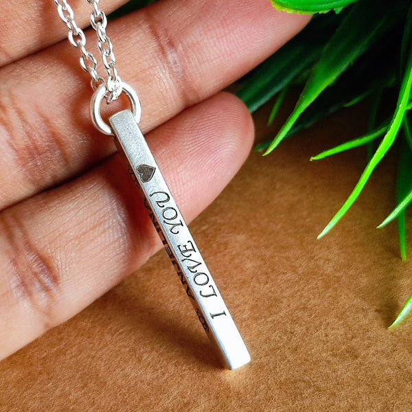 925 Sterling Silver Bar Necklace | Personalized 3D Engraved Bar Necklace | Customized Unisex Jewelry | Long Pendant Names | Dates | Messages