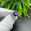Natural Purple Amethyst Round Solitaire Silver Ring, 925 Sterling Silver Ring, Engagement - Wedding Ring, Dainty American Diamond Jewelry