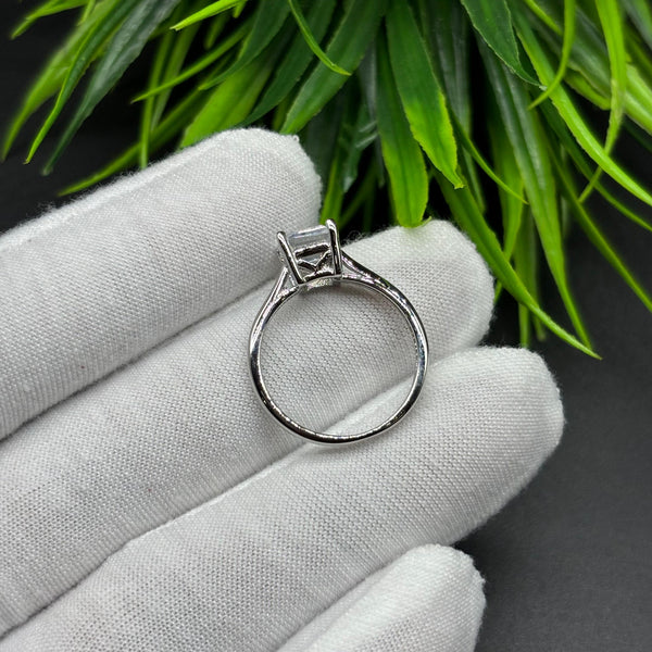 Natural American Diamond Octagon Solitaire Silver Ring, 925 Sterling Silver Ring, Engagement - Wedding Ring, Dainty American Diamond Jewelry