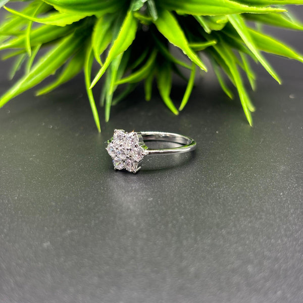 Natural American Diamond Round Solitaire Silver Ring, 925 Sterling Silver Ring, Engagement - Wedding Ring, Dainty American Diamond Jewelry