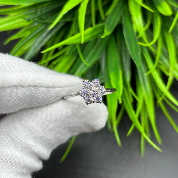 Natural American Diamond Round Solitaire Silver Ring, 925 Sterling Silver Ring, Engagement - Wedding Ring, Dainty American Diamond Jewelry