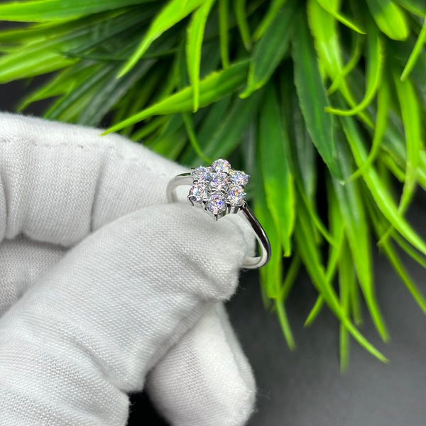 Natural American Diamond Round Solitaire Silver Ring, 925 Sterling Silver Ring, Engagement - Wedding Ring, Dainty American Diamond Jewelry