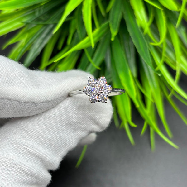 Natural American Diamond Round Solitaire Silver Ring, 925 Sterling Silver Ring, Engagement - Wedding Ring, Dainty American Diamond Jewelry