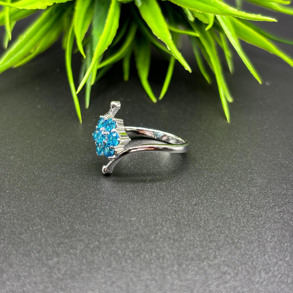 Natural Purple American Diamond Round Solitaire Silver Ring, 925 Sterling Silver Ring, Engagement - Wedding Ring, Dainty Diamond Jewelry