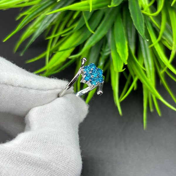 Natural Purple American Diamond Round Solitaire Silver Ring, 925 Sterling Silver Ring, Engagement - Wedding Ring, Dainty Diamond Jewelry