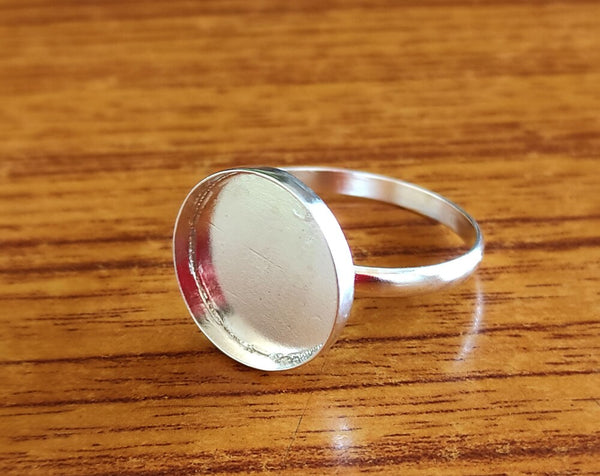 925 Sterling Silver Collet Round Ring, Plain Bezel Cup Round Close Blank Ring, Setting For Making Ring 10 MM To 14 MM, DIY Jewelry Supplies