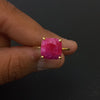 Gold Plated Amazing RED RUBY Cushion Silver Solitaire Ring, 925 Sterling Silver Prong Ring, Red Ruby Cushion Cut Gemstone Silver Ring
