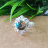 Natural Oyster Copper Turquoise New Design Round Stone Ring, 925 Sterling Silver Round Turquoise Ring, Turquoise Round Ring, Statement Ring