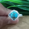 925 Sterling Silver Statement Ring, NEW ARRIVAL Natural Blue Copper Turquoise Round Silver Ring, Turquoise Silver Ring, Gemstone Ring