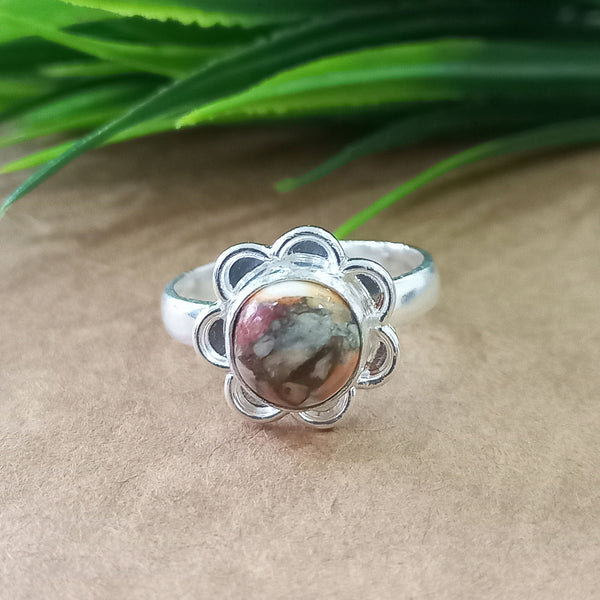 925 Sterling Silver Round Turquoise Ring, Natural Oyster Copper Turquoise New Design Round Stone Ring, Turquoise Round Ring, Statement Ring