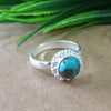 Natural Blue Copper Turquoise New Design Round Stone Ring, 925 Sterling Silver Round Turquoise Ring, Turquoise Round Ring, Statement Ring