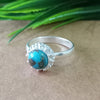 Natural Blue Copper Turquoise New Design Round Stone Ring, 925 Sterling Silver Round Turquoise Ring, Turquoise Round Ring, Statement Ring