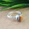 Natural Oyster Copper Turquoise New Design Round Stone Ring, 925 Sterling Silver Round Turquoise Ring, Turquoise Round Ring, Statement Ring