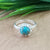 Natural Blue Copper Turquoise New Design Round Stone Ring, 925 Sterling Silver Round Turquoise Ring, Turquoise Round Ring, Statement Ring