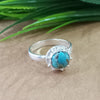 Natural Blue Copper Turquoise New Design Round Stone Ring, 925 Sterling Silver Round Turquoise Ring, Turquoise Round Ring, Statement Ring