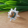 New Design Natural Oyster Copper Turquoise Cushion Stone Ring, 925 Sterling Silver Cushion Turquoise Ring, Turquoise Cushion Ring