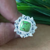 New Design Natural Green Copper Turquoise Cushion Stone Ring, 925 Sterling Silver Cushion Turquoise Ring, Turquoise Cushion Ring