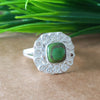 New Design Natural Green Copper Turquoise Cushion Stone Ring, 925 Sterling Silver Cushion Turquoise Ring, Turquoise Cushion Ring