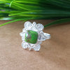 New Design Natural Green Copper Turquoise Cushion Stone Ring, 925 Sterling Silver Cushion Turquoise Ring, Turquoise Cushion Ring