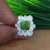 New Design Natural Green Copper Turquoise Cushion Stone Ring, 925 Sterling Silver Cushion Turquoise Ring, Turquoise Cushion Ring