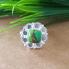 New Design Natural Green Copper Turquoise Cushion Stone Ring, 925 Sterling Silver Cushion Turquoise Ring, Turquoise Cushion Ring