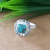 New Design Natural Blue Copper Turquoise Cushion Stone Ring, 925 Sterling Silver Cushion Turquoise Ring, Turquoise Cushion Ring