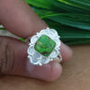 New Design Natural Green Copper Turquoise Cushion Stone Ring, 925 Sterling Silver Cushion Turquoise Ring, Turquoise Cushion Ring