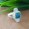 New Design Natural Blue Copper Turquoise Cushion Stone Ring, 925 Sterling Silver Cushion Turquoise Ring, Turquoise Cushion Ring