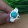 New Design Natural Blue Copper Turquoise Cushion Stone Ring, 925 Sterling Silver Cushion Turquoise Ring, Turquoise Cushion Ring