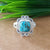 New Design Natural Blue Copper Turquoise Cushion Stone Ring, 925 Sterling Silver Cushion Turquoise Ring, Turquoise Cushion Ring