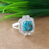 New Design Natural Blue Copper Turquoise Cushion Stone Ring, 925 Sterling Silver Cushion Turquoise Ring, Turquoise Cushion Ring