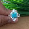 New Design Natural Blue Copper Turquoise Cushion Stone Ring, 925 Sterling Silver Cushion Turquoise Ring, Turquoise Cushion Ring