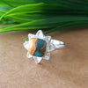 New Design Natural Oyster Copper Turquoise Cushion Stone Ring, 925 Sterling Silver Cushion Turquoise Ring, Turquoise Cushion Ring