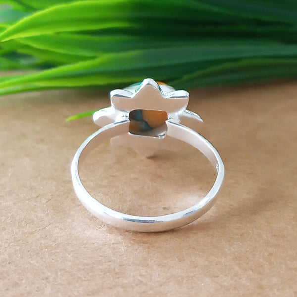 New Design Natural Oyster Copper Turquoise Cushion Stone Ring, 925 Sterling Silver Cushion Turquoise Ring, Turquoise Cushion Ring