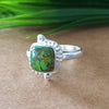 New Design Natural Green Copper Turquoise Cushion Stone Ring, 925 Sterling Silver Cushion Turquoise Ring, Turquoise Cushion Ring