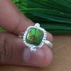 New Design Natural Green Copper Turquoise Cushion Stone Ring, 925 Sterling Silver Cushion Turquoise Ring, Turquoise Cushion Ring