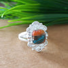 New Design Natural Oyster Copper Turquoise Cushion Stone Ring, 925 Sterling Silver Cushion Turquoise Ring, Turquoise Cushion Ring