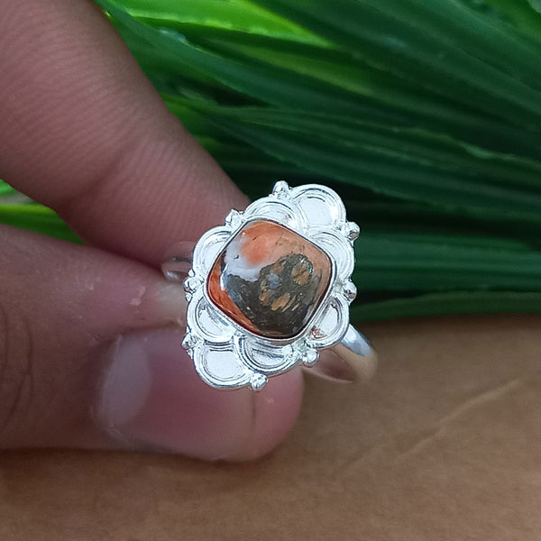 New Design Natural Oyster Copper Turquoise Cushion Stone Ring, 925 Sterling Silver Cushion Turquoise Ring, Turquoise Cushion Ring