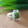 New Design Natural Green Copper Turquoise Cushion Stone Ring, 925 Sterling Silver Cushion Turquoise Ring, Turquoise Cushion Ring