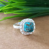 New Design Natural Blue Copper Turquoise Cushion Stone Ring, 925 Sterling Silver Cushion Turquoise Ring, Turquoise Cushion Ring